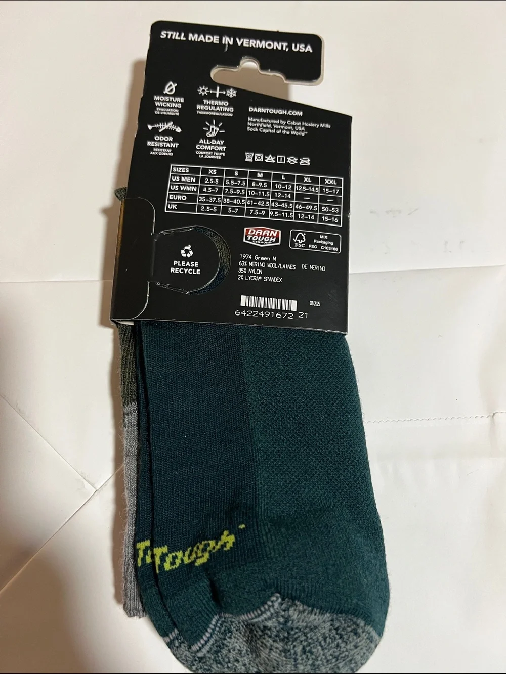 Darn Tough Hike/Trek Merino Crew Socks - Gray & Olive